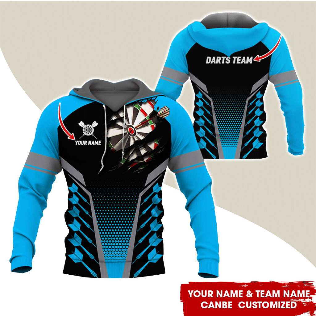 Customized Name & Team Name Darts Premium Hoodie, Spot Darts Pattern Hoodie For Men & Women, Perfect Gift For Darts Lovers, Friend, Family