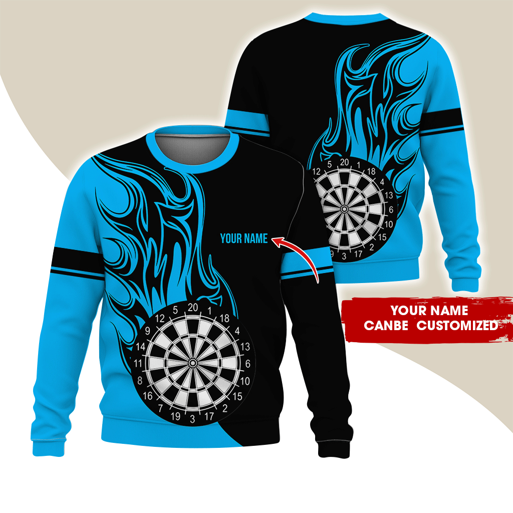 Customized Darts Sweatshirt, Personalized Name Sweatshirt, Fire Dartsboards Pattern Sweatshirt For Men & Women, Perfect Gift For Darts Lovers, Friend, Family