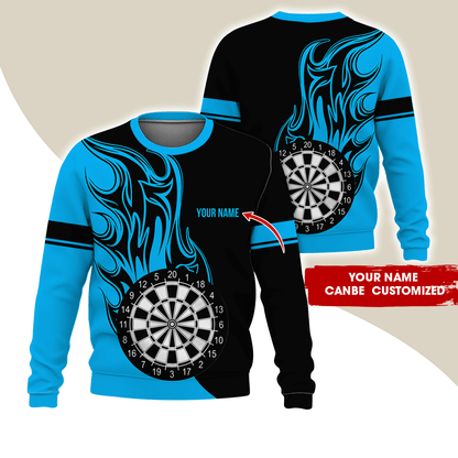 Customized Darts Sweatshirt, Personalized Name Sweatshirt, Fire Dartsboards Pattern Sweatshirt For Men & Women, Perfect Gift For Darts Lovers, Friend, Family