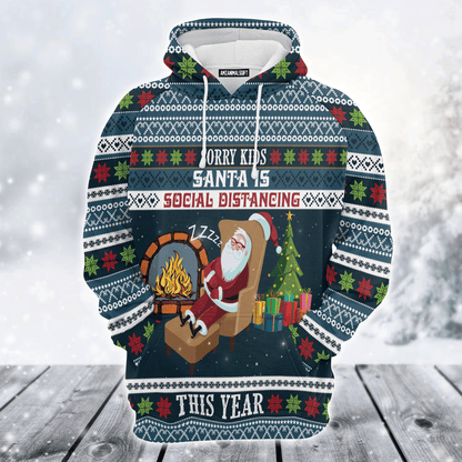 Santa Premium Christmas Hoodie, Santa Is Social Distancing Unisex Hoodie For Men & Women - Perfect Gift For Christmas, Friends, Family
