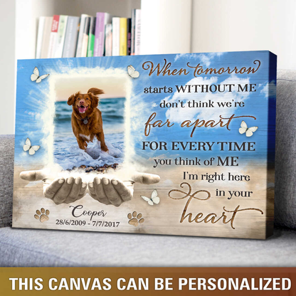 Personalized Dog Landscape Canvas, Custom Dog Photo Memorial Gift Remembrance Gift For Loss Of Dog Canvas, Perfect Gift For Dog Lovers, Friends, Family