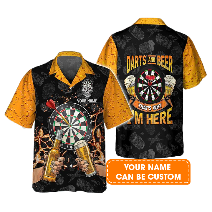 Customized Darts Hawaiian Shirt, Darts And Beer, Dartboard Personalized Name Hawaiian Shirt For Men - Perfect Gift For Darts Lovers, Darts Players