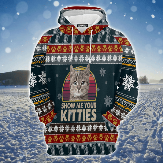 at Xmas Premium Christmas Hoodie, Show Me Your Kitties Unisex Hoodie For Men & Women - Perfect Gift For Christmas, Cat Lovers