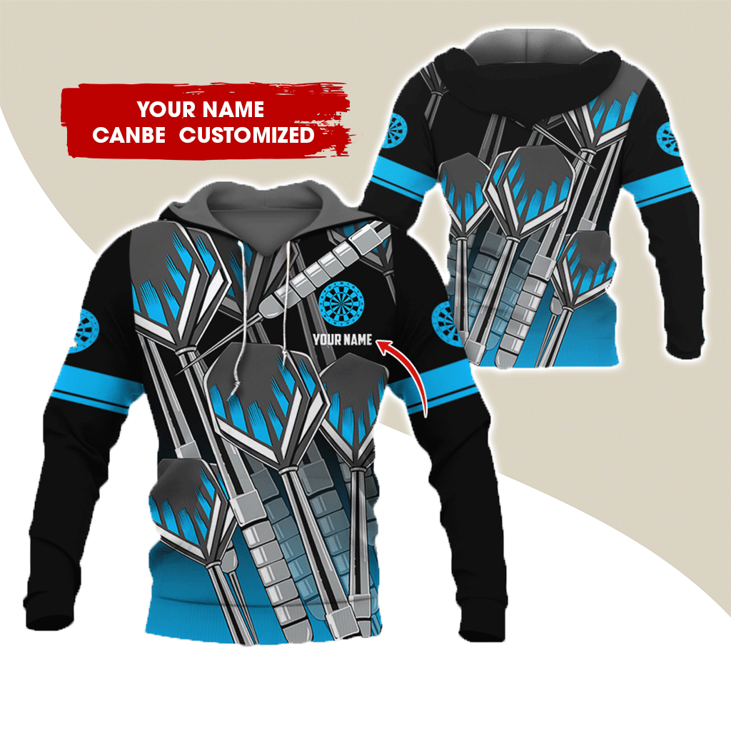 Customized Name & Text Darts Premium Hoodie, Darts Pattern Hoodie For Men & Women - Gift For Darts Lovers, Friend, Family
