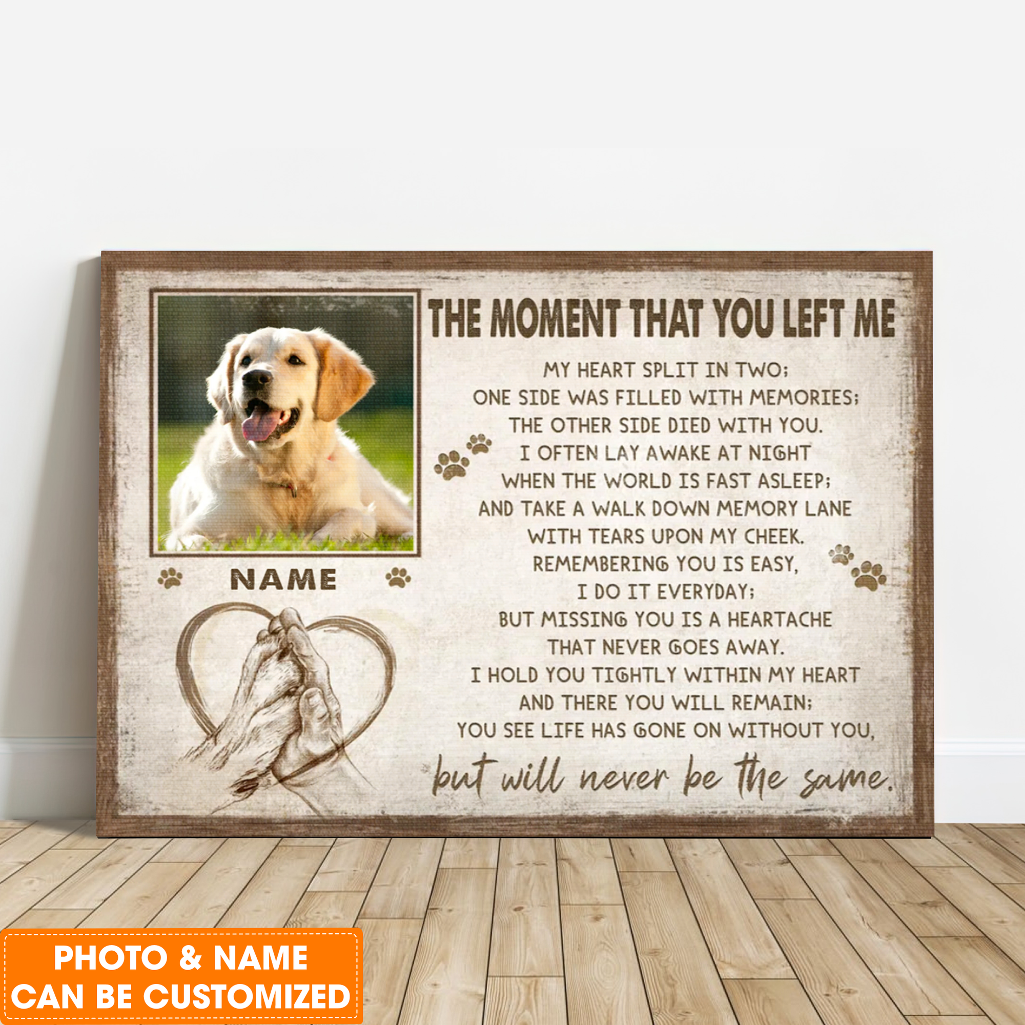 Personalized Pet Photo Gifts, The Moment That You Left Me Canvas, Memorial Gift Ideas For Loss Of Pet Gift For Grieving Dog Owner, Friends, Family