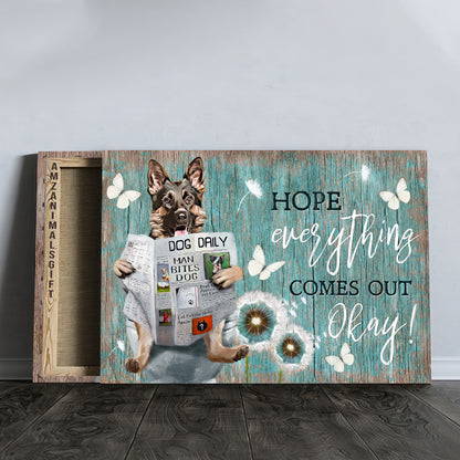 German Shepherd Premium Wrapped Landscape Canvas - German Shepherd, Dandelion, Daily Routine, Hope Everything Comes Out Okay - Gift For Dog Lovers