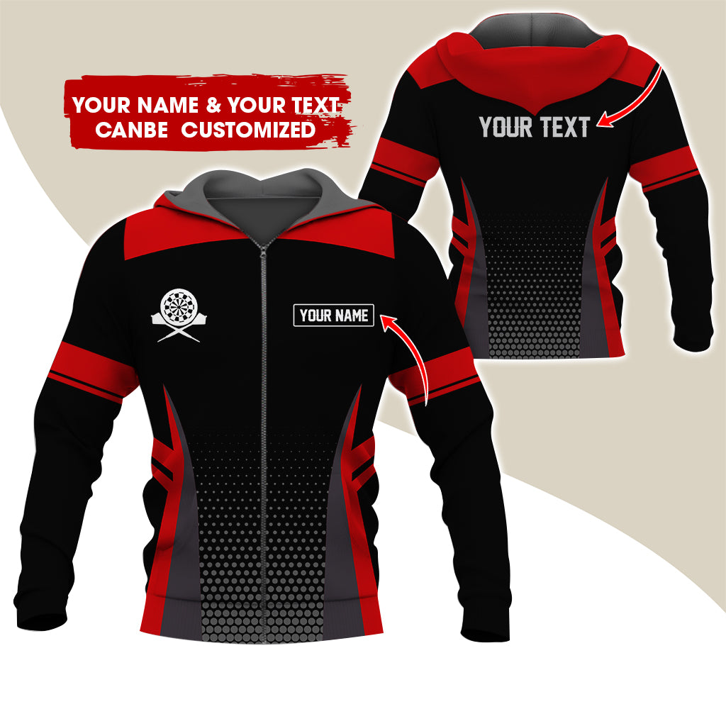 Custom Name & Text Darts Premium Zip Hoodie, Personalized Name Darts Uniforms Zip Hoodie For Men & Women - Gift For Darts Lovers, Darts Players