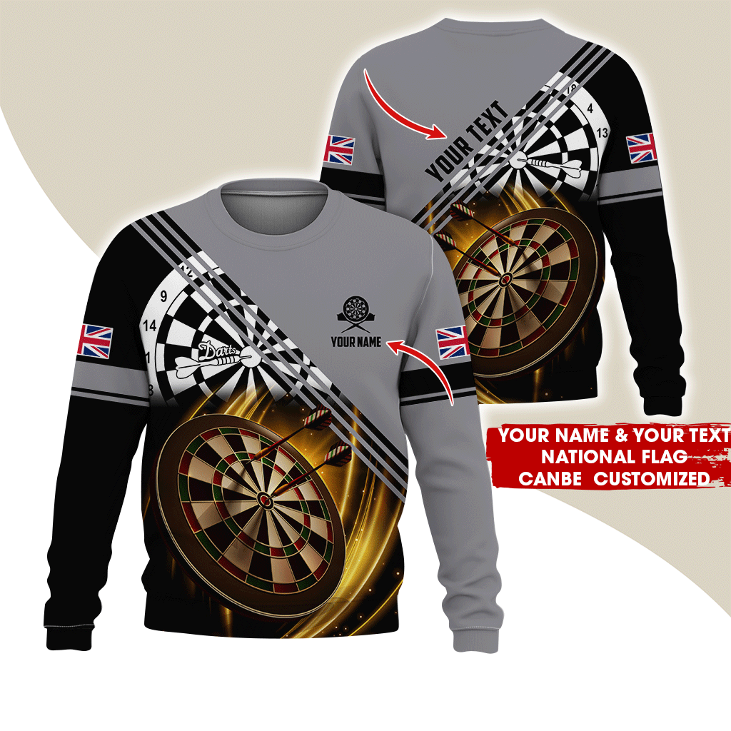 Customized Darts Sweatshirt, Personalized National Flag & Darts Pattern Sweatshirt For Men & Women, Perfect Gift For Darts Lovers, Friend, Family