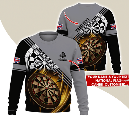 Customized Darts Sweatshirt, Personalized National Flag & Darts Pattern Sweatshirt For Men & Women, Perfect Gift For Darts Lovers, Friend, Family
