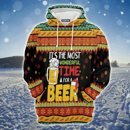Beer Xmas Premium Christmas Hoodie, It's The Most Wonderful Time For A Beer Unisex Hoodie For Men & Women - Perfect Gift For Christmas, Beer Lovers