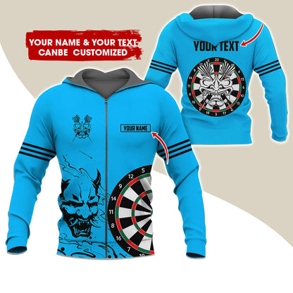 Customized Name & Text Dragon Darts  Premium Zip Hoodie, Custom Name & Text Darts Zip Hoodie For Men & Women - Gift For Darts Lovers, Darts Players