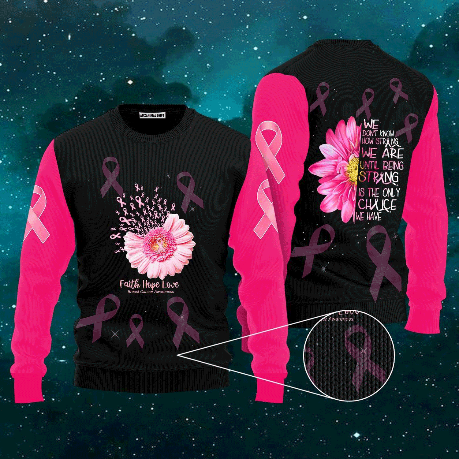 Breast Cancer Awareness Sweater Strong Is The Only Choice, Ugly Christmas Sweater For Men & Women, Perfect Outfit For Christmas New Year Autumn Winter