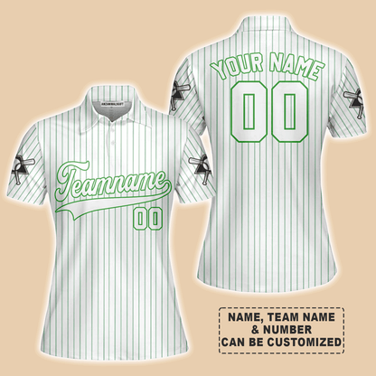 Customized Baseball Women Polo Shirt, Canada Baseball Logo White Green Custom Polo Shirt - Perfect Polo Shirt For Women, Baseball Lovers