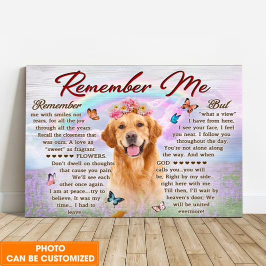 Personalized Dog Portrait Canvas, Custom pet photo on flower field and blue sky background Canvas, Perfect Gift For Dog Lovers, Friend, Family