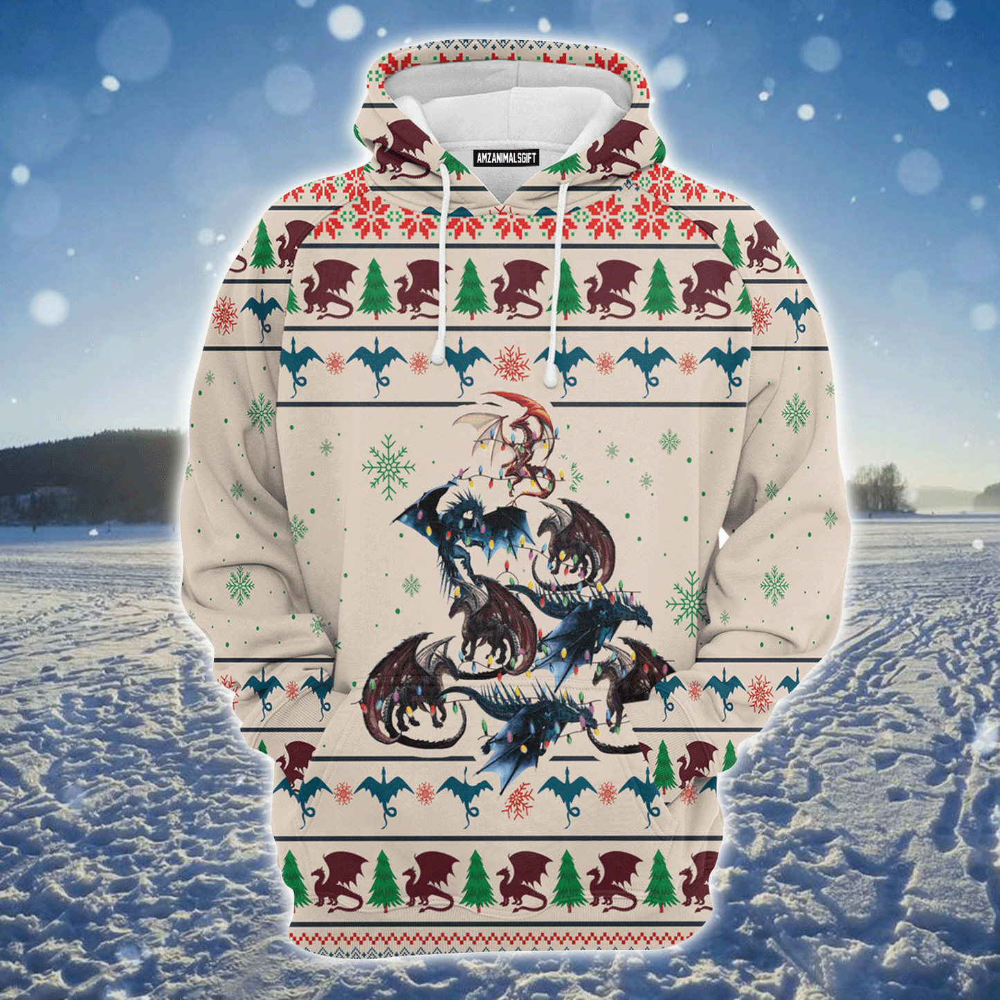 Dragon Xmas Premium Christmas Hoodie, Christmas Dragon Dacing Unisex Hoodie For Men & Women - Perfect Gift For Christmas, Dragon Lovers
