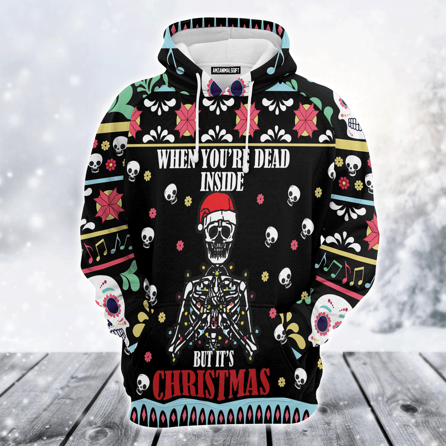 Skull Premium Christmas Hoodie, When You're Dead Inside But It's Christmas Unisex Hoodie For Men & Women - Perfect Gift For Christmas, Family