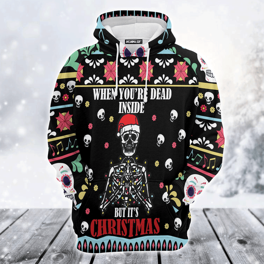 Skull Premium Christmas Hoodie, When You're Dead Inside But It's Christmas Unisex Hoodie For Men & Women - Perfect Gift For Christmas, Family