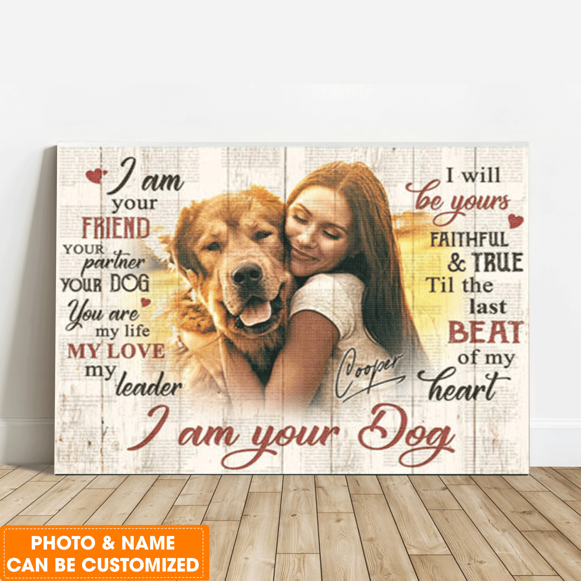 Personalized Dog Landscape Canvas, Custom Pet Photo And Pet Name, I Am Your Dog Canvas, Perfect Gift For Dog Lovers, Friend, Family