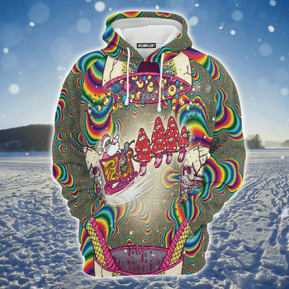Skull Xmas Premium Christmas Hoodie, Santa And Mushroom Sled Unisex Hoodie For Men & Women - Perfect Gift For Christmas, Mushroom Lovers