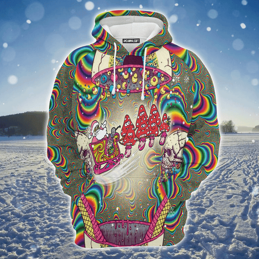 Skull Xmas Premium Christmas Hoodie, Santa And Mushroom Sled Unisex Hoodie For Men & Women - Perfect Gift For Christmas, Mushroom Lovers