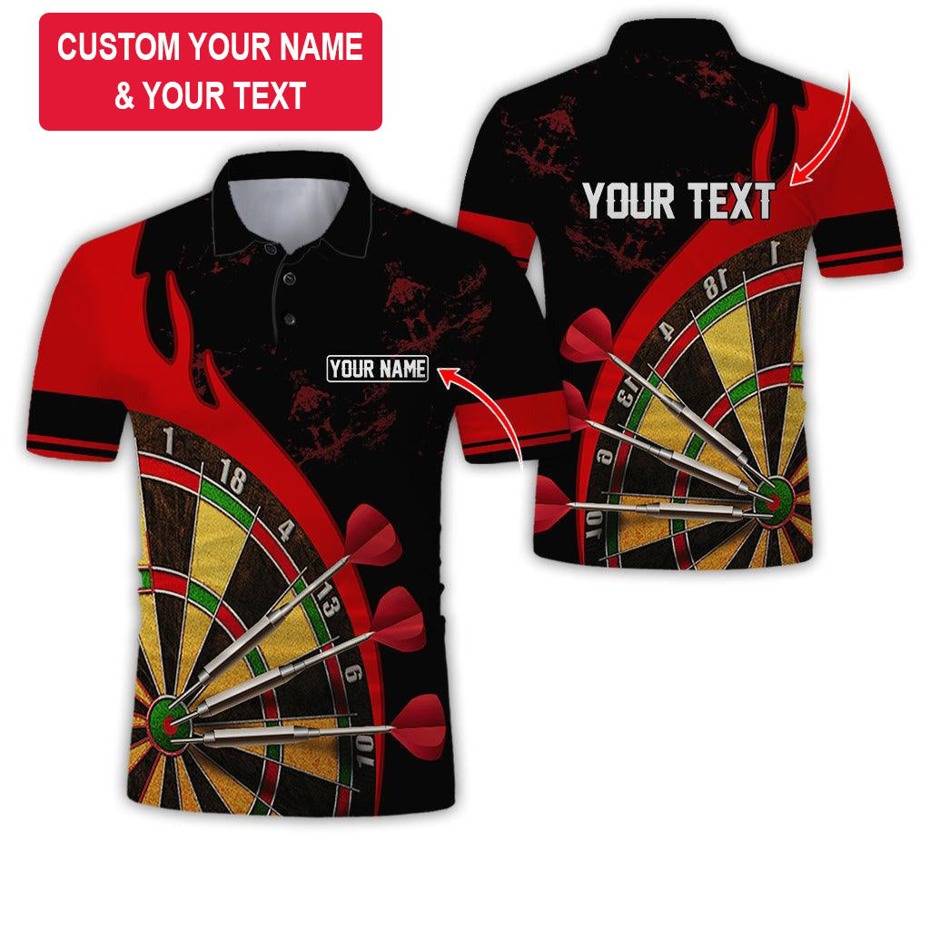 Customized Name & Text Darts Polo Shirt, Personalized Name Dartboard Uniforms Polo Shirt For Men - Perfect Gift For Darts Lovers, Darts Team Players