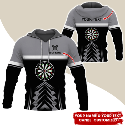 Customized Name & Your Text Darts Premium Hoodie, Darts Pattern & White Stripes Hoodie For Men & Women, Perfect Gift For Darts Lovers, Friend, Family