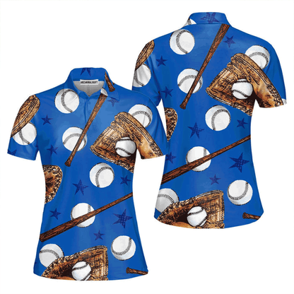 Baseball Women Polo Shirt, Baseball Lover Sport Royal Blue Polo Shirt For Women, Perfect Polo Shirt For Baseball Lovers