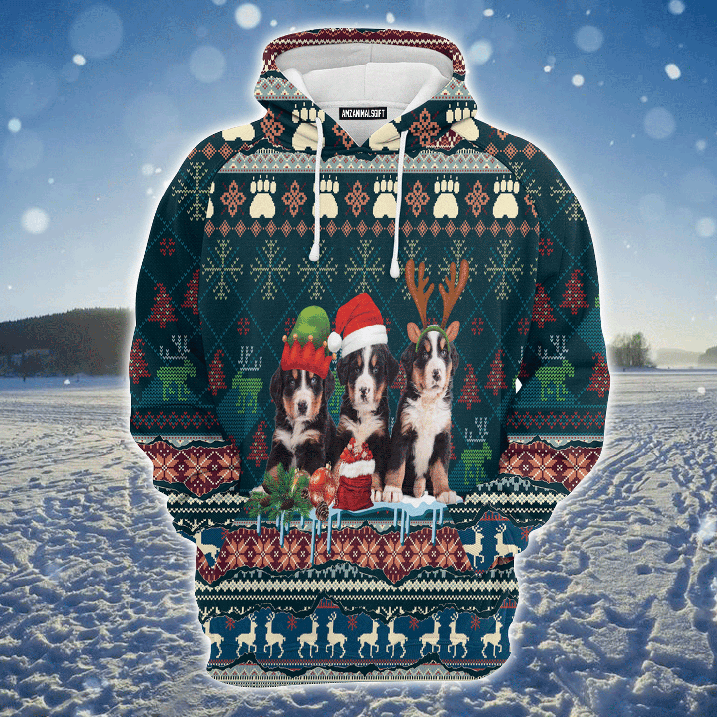 Bernese Mountain Premium Christmas Hoodie, Cute Bernese Mountain Dog Christmas Hoodie For Men & Women - Perfect Gift For Christmas, Dog Lover