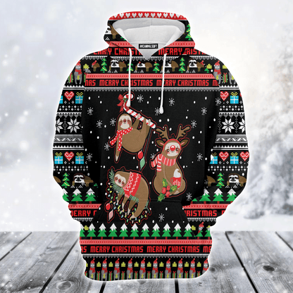 Sloth Premium Christmas Hoodie, Sloth Christmas Pattern Unisex Hoodie For Men & Women - Perfect Gift For Christmas, Sloth Lover