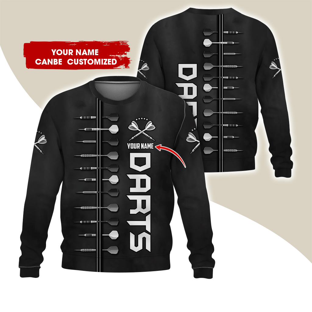 Customized Name Darts Sweatshirt, Dart Pattern Lined Up Darts Shirts For Men & Women - Gift For Darts Lovers, Friend, Family