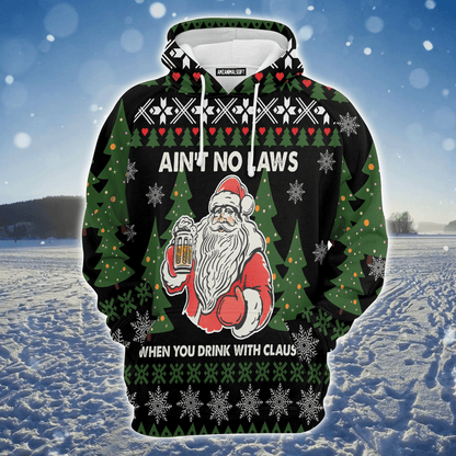 Santa Premium Christmas Hoodie, Ain‘t No Laws When You Drink With Claus Unisex Hoodie For Men & Women - Perfect Gift For Christmas, Beer Lover