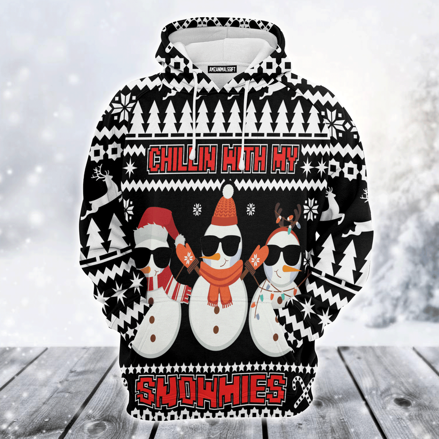 Snowmies Premium Christmas Hoodie, Chillin With My Snowmies Unisex Hoodie For Men & Women - Perfect Gift For Christmas, Snowman Lover