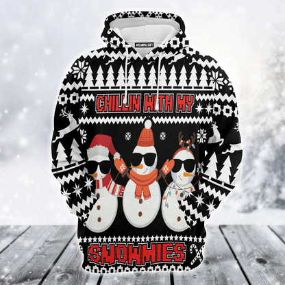 Snowmies Premium Christmas Hoodie, Chillin With My Snowmies Unisex Hoodie For Men & Women - Perfect Gift For Christmas, Snowman Lover