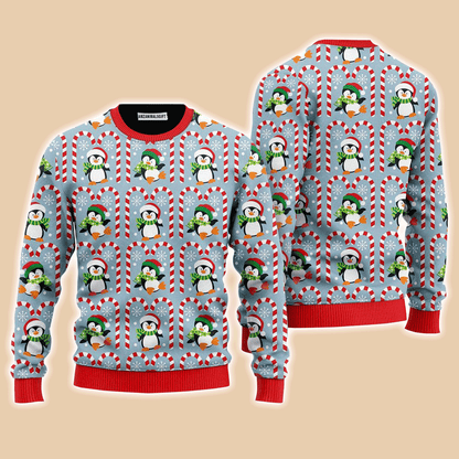 Christmas Penguin With Candy Sweater, Ugly Sweater For Men & Women, Perfect Outfit For Christmas New Year Autumn Winter