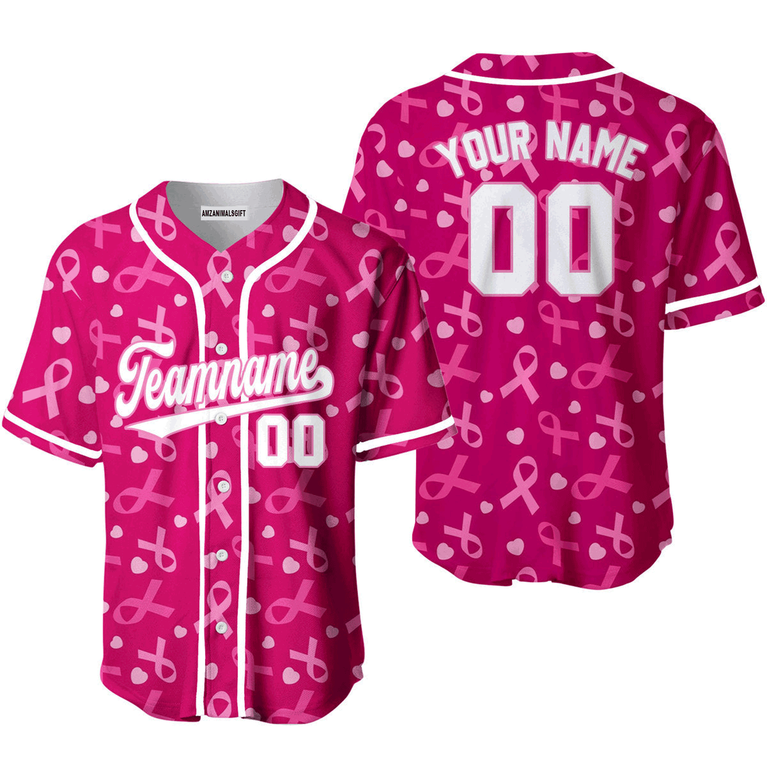 Customized Baseball Jersey Shirt - Personalized Breast Cancer Awareness White Pink Baseball Jersey Shirt For Men & Women, Perfect Gift For Baseball Lover
