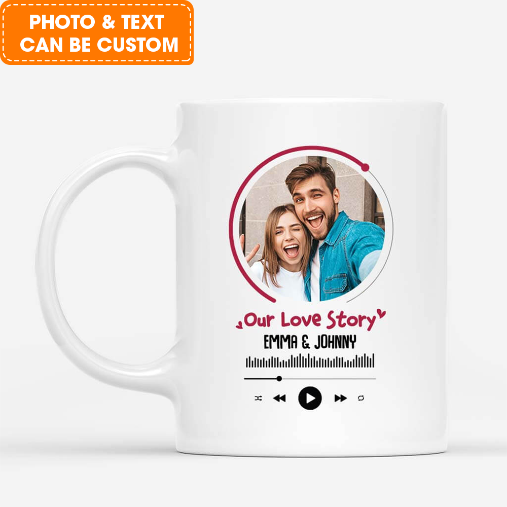 Personalized Couple Mug - Customized Your Heartbeat Is My Favorite Song Mug, Best Valentine Gift For Couple