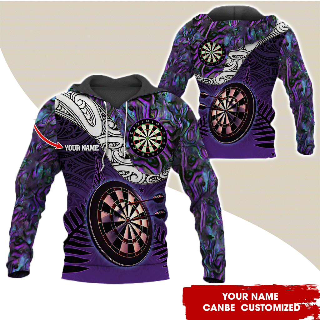 Personalized Name Darts Premium Hoodie, Abstract Pattern Darts Purple Hoodie, Perfect Gift For Darts Lovers, Friend, Family