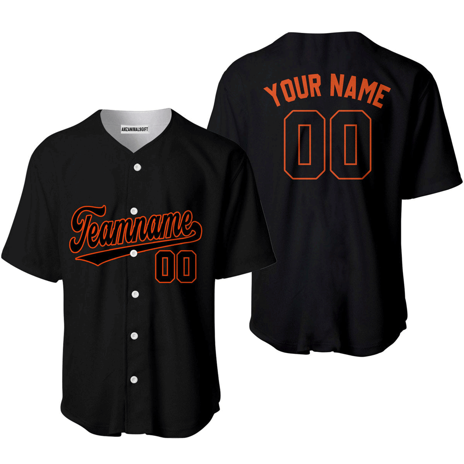Customized Baseball Jersey Shirt - Personalized Black Orange Baseball Jersey Shirt For Men & Women, Perfect Gift For Baseball Lover