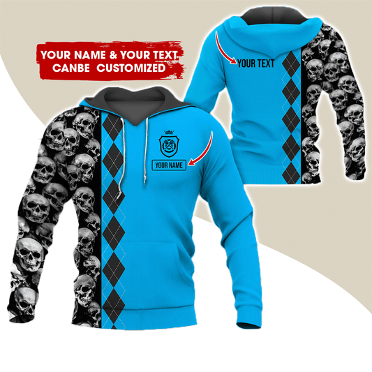 Customized Name Darts Premium Hoodie, Skulls & Rhombus Pattern Hoodie For Men & Women, Custom Your Shirts - Gift For Darts Lovers, Friend, Family