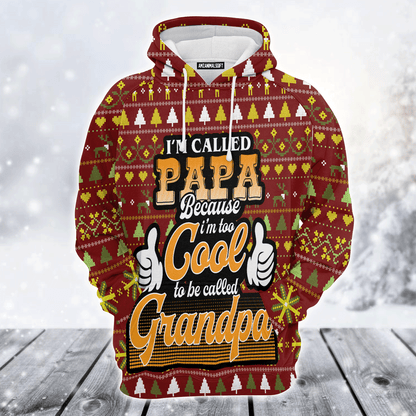 Papa Premium Christmas Hoodie, Papa Too Cool To Be Called Grandpa Unisex Hoodie For Men & Women - Perfect Gift For Christmas, Friends, Family