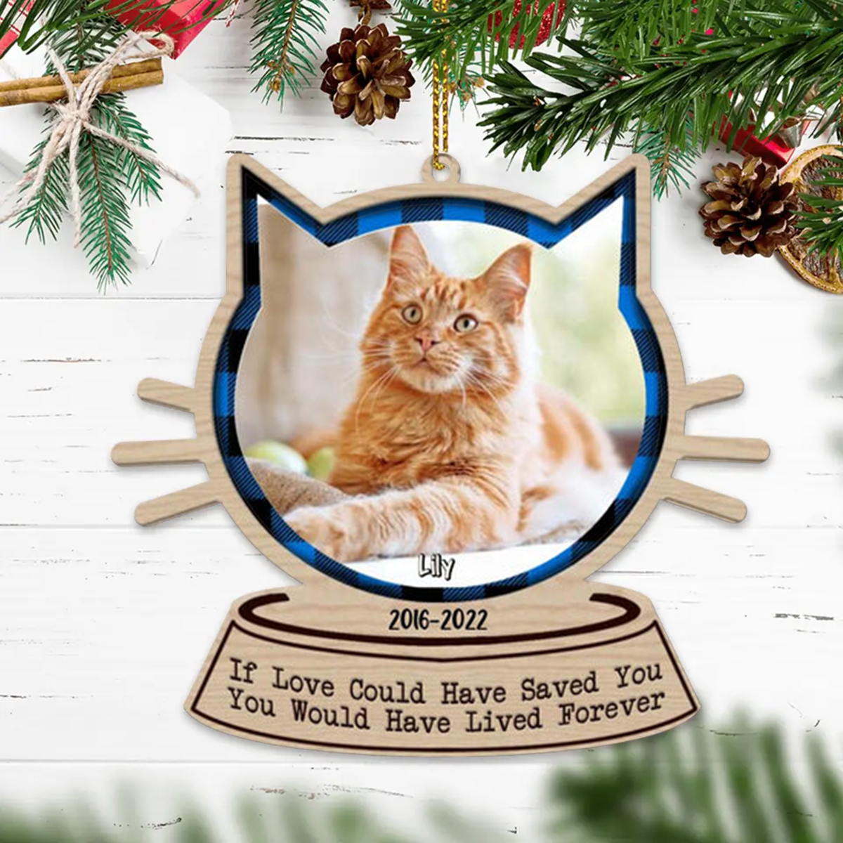 Personalized Memorial Pet Photo Wooden Ornament, Once By My Side Forever In My Heart Ornament, Best Memorial Gift For Pet Lovers