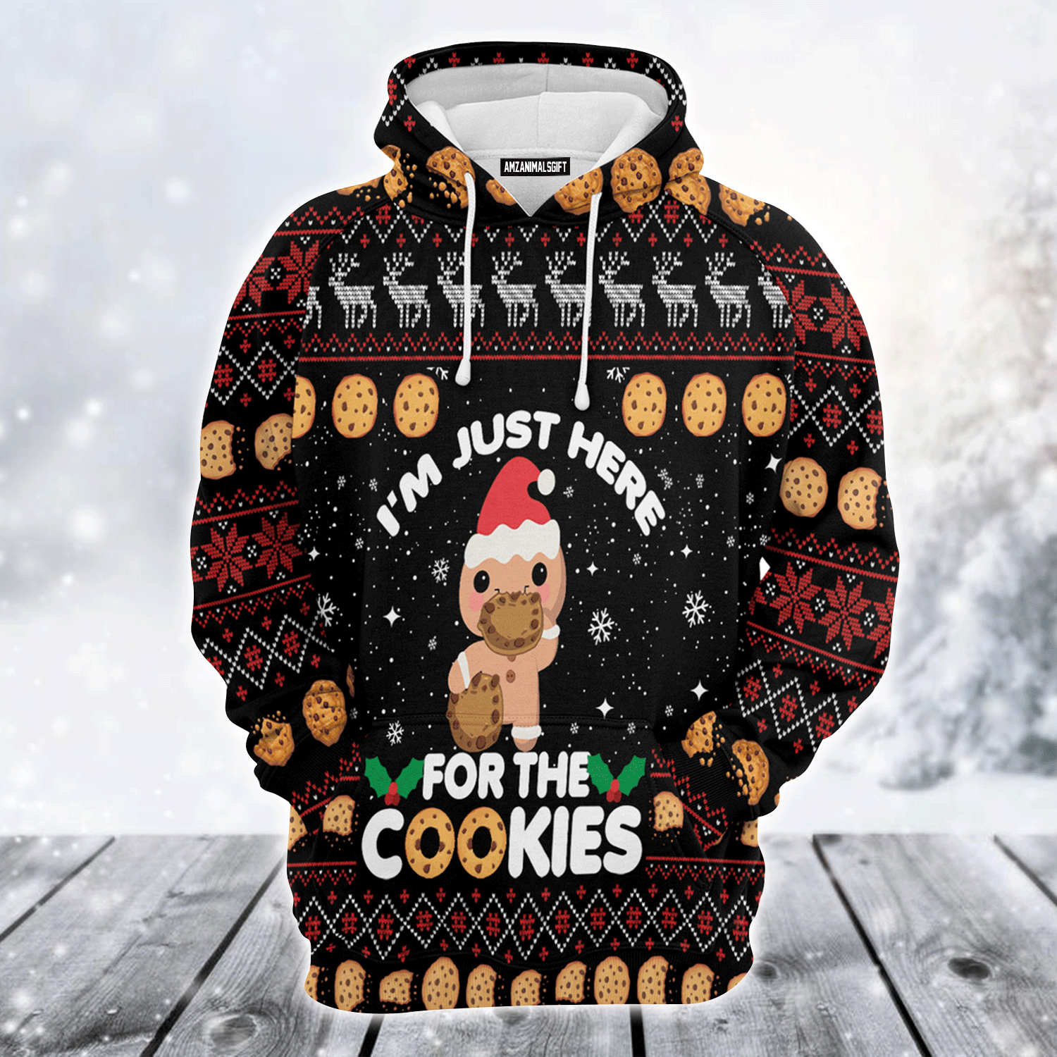 Cookies Premium Christmas Hoodie, Just Here For The Cookies Unisex Hoodie For Men & Women - Perfect Gift For Christmas, Friends, Family
