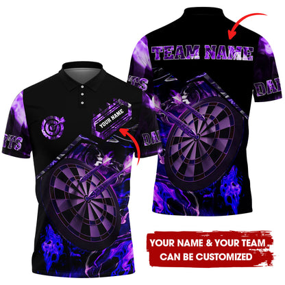 Customized Flaming Magma Darts Men Polo Shirt, Custom Darts For Team Polo Shirt For Men, Perfect Gift For Darts Lovers, Darts Players