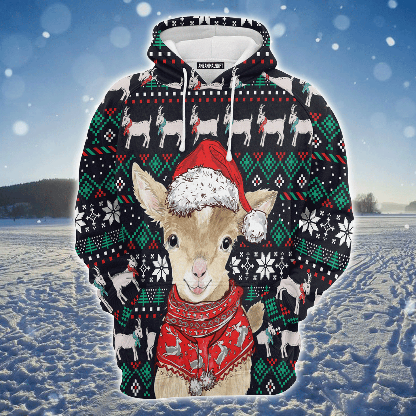 Goat Premium Christmas Hoodie, Cute Goat Christmas Unisex Hoodie For Men & Women - Perfect Gift For Christmas, Friends, Family