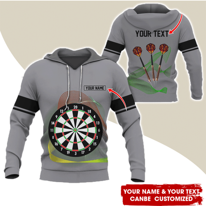 Customized Darts Premium Hoodie, Personalized Name & Text Hoodie, Black Line Pattern Hoodie For Men & Women, Perfect Gift For Darts Lovers, Friend, Family