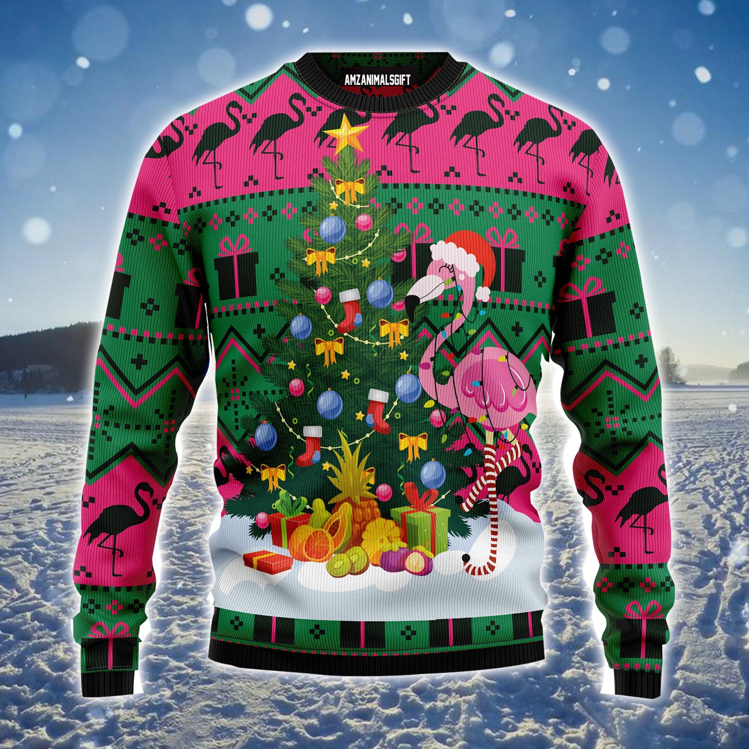 Flamingo Ugly Christmas Sweater, Christmas Tree Ugly Sweater For Men & Women - Best Gift For Christmas, Family, Friends