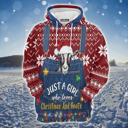 Funny Goat Premium Christmas Hoodie, Just A Girl Who Loves Christmas And Goats Unisex Hoodie For Men & Women - Perfect Gift For Christmas, Goat Lover