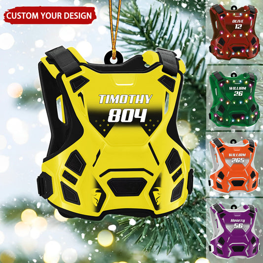 Personalized Guardian Vest Chest Protector Motocross Rider Flat Acrylic Ornament, Ornament Gift For Son, Daughter, Grandson