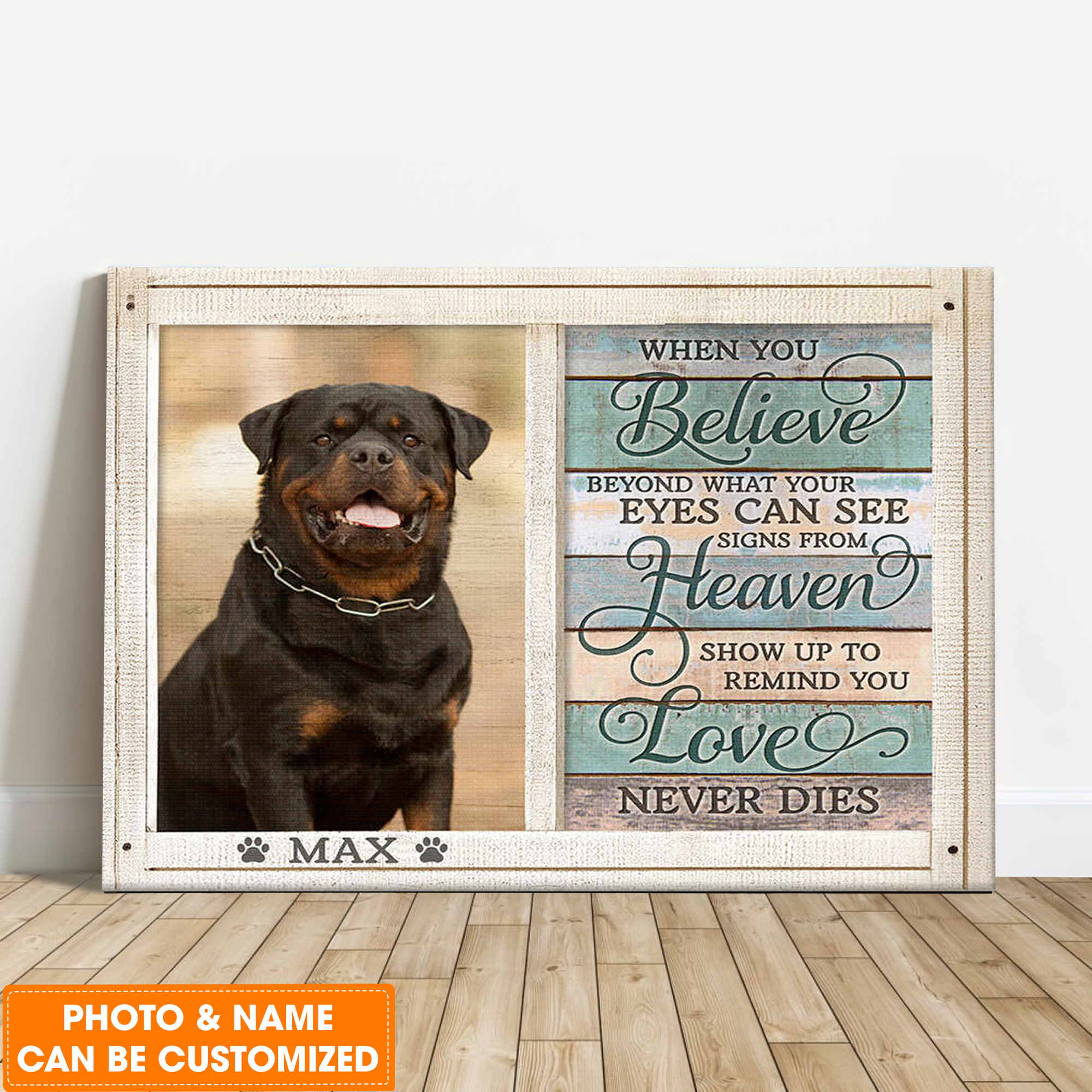 Personalized Dog Landscape Canvas, Custom Photo Pet Canvas, When you believe Canvas, Perfect Gift For Dog Lovers, Friends, Family