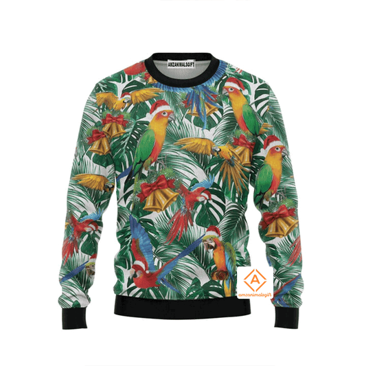 Parrot Love Xmas Christmas Sweater Tropical Leaf, Ugly Sweater For Men & Women, Perfect Outfit For Christmas New Year Autumn Winter